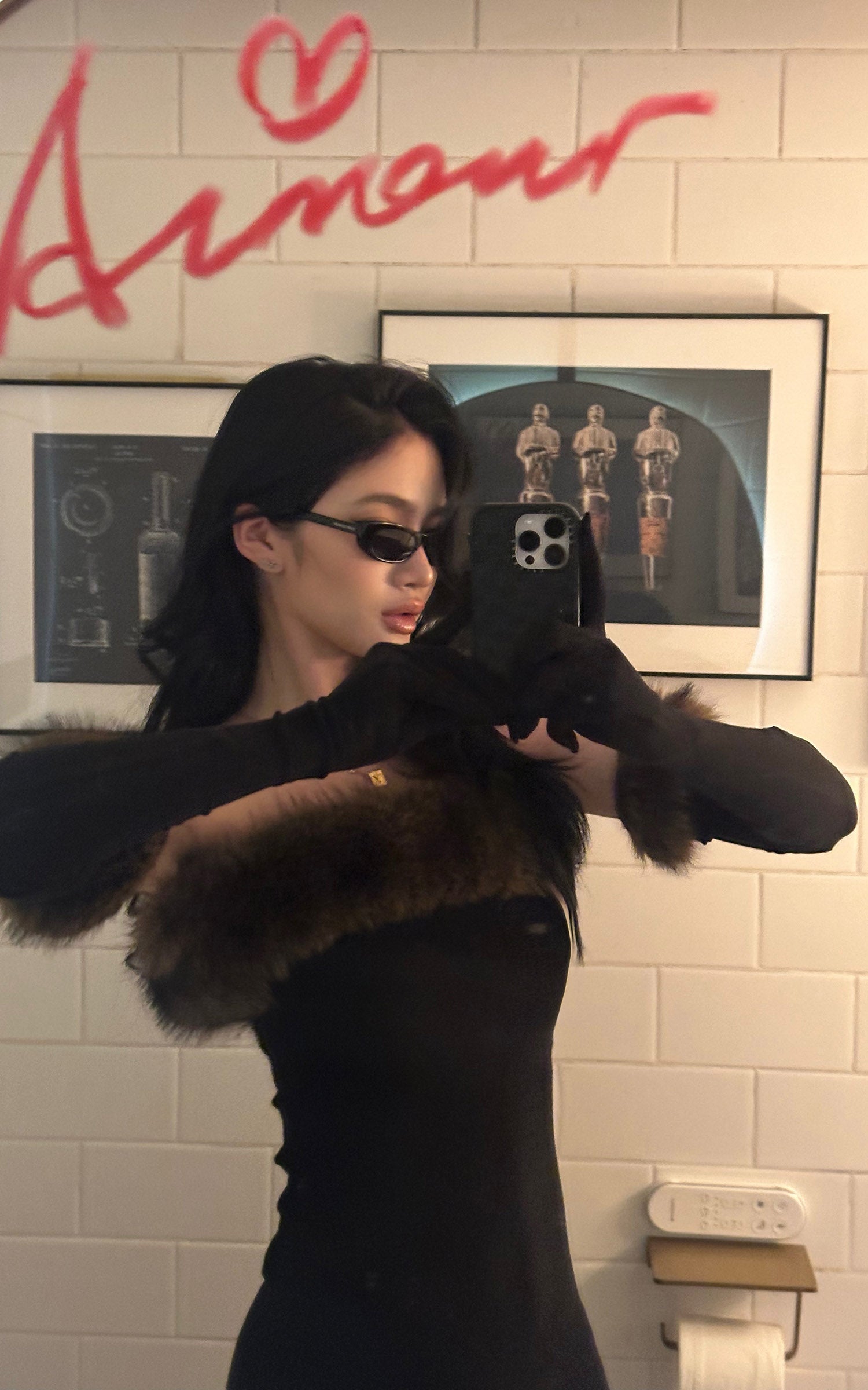 ROVENTE Faux Fur Off-Shoulder Long Dress