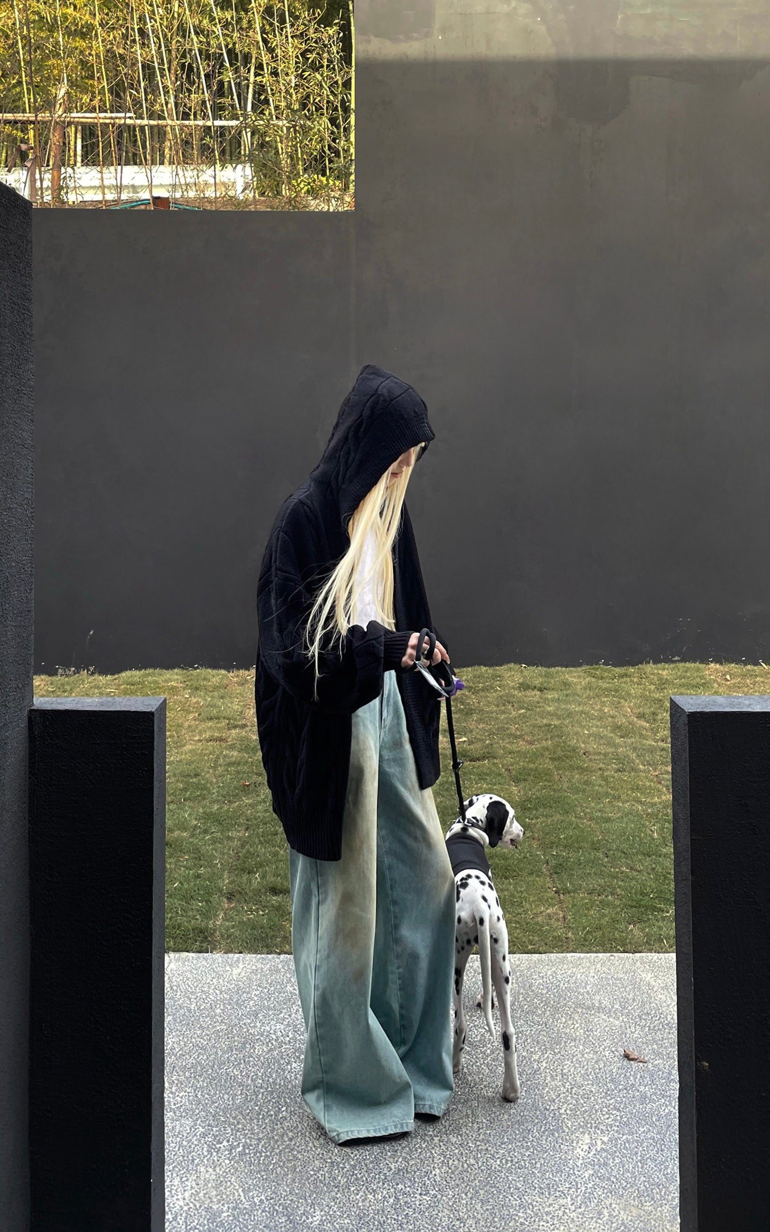 Rase le sol Oversized Cable Knit Hoodie Cardigan