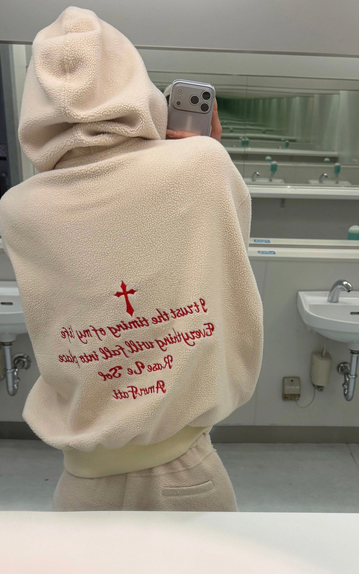 Rase Le Sol Teddy Fleece Embroidered Hoodie and Relaxed Pants Set