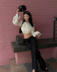 Hydrae Low Rise Straight Leg Pants Relaxed Fit Minimal Tailored Trousers