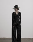 DOINDULGE Textured Ruched Deconstructed Long Sleeve T-Shirt