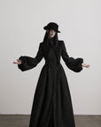DOINDULGE Deconstructed High-Neck Balloon Sleeve Long Coat