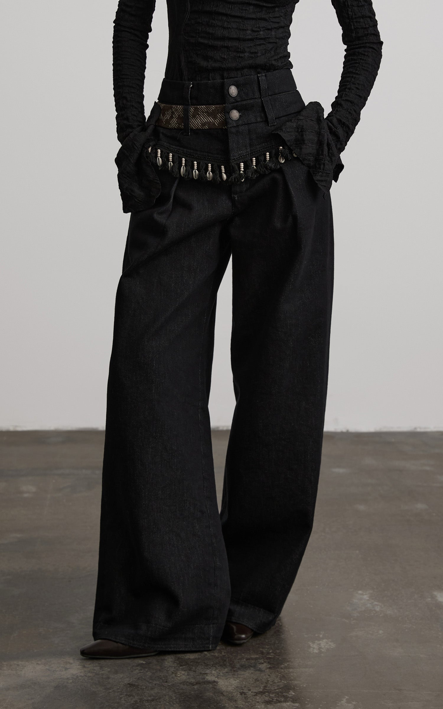 DOINDULGE Shell-Trimmed Wide-Leg Trousers