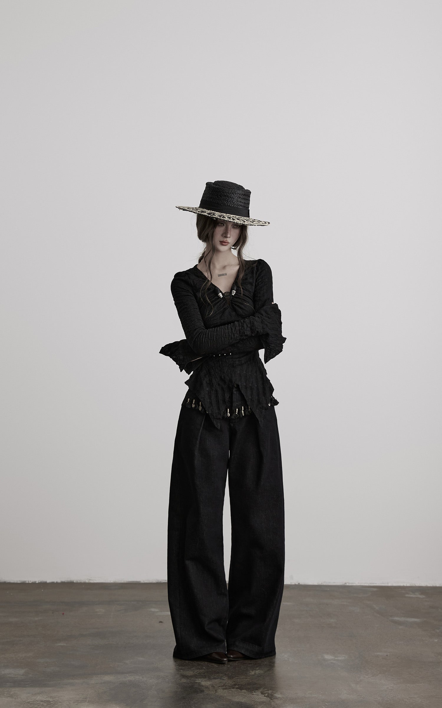 DOINDULGE Shell-Trimmed Wide-Leg Trousers