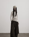 DOINDULGE Asymmetric Ruched High-Neck Long Sleeve Tee
