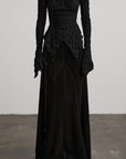 DOINDULGE Asymmetrical Pleated Long Skirt