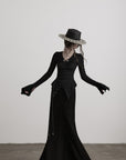 DOINDULGE Asymmetrical Pleated Long Skirt