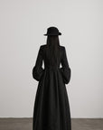 DOINDULGE Deconstructed High-Neck Balloon Sleeve Long Coat