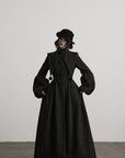 DOINDULGE Deconstructed High-Neck Balloon Sleeve Long Coat