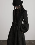 DOINDULGE Deconstructed High-Neck Balloon Sleeve Long Coat