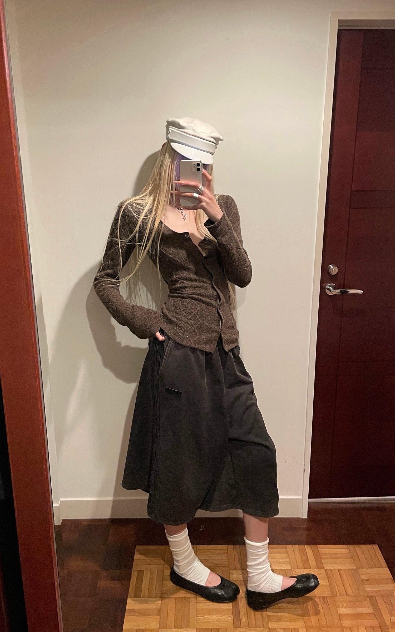 Rase le sol Haut en maille ajusté à boutons avec texture losange subtile