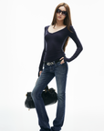 IAMXIAA Low-Rise Slim Flared Jeans