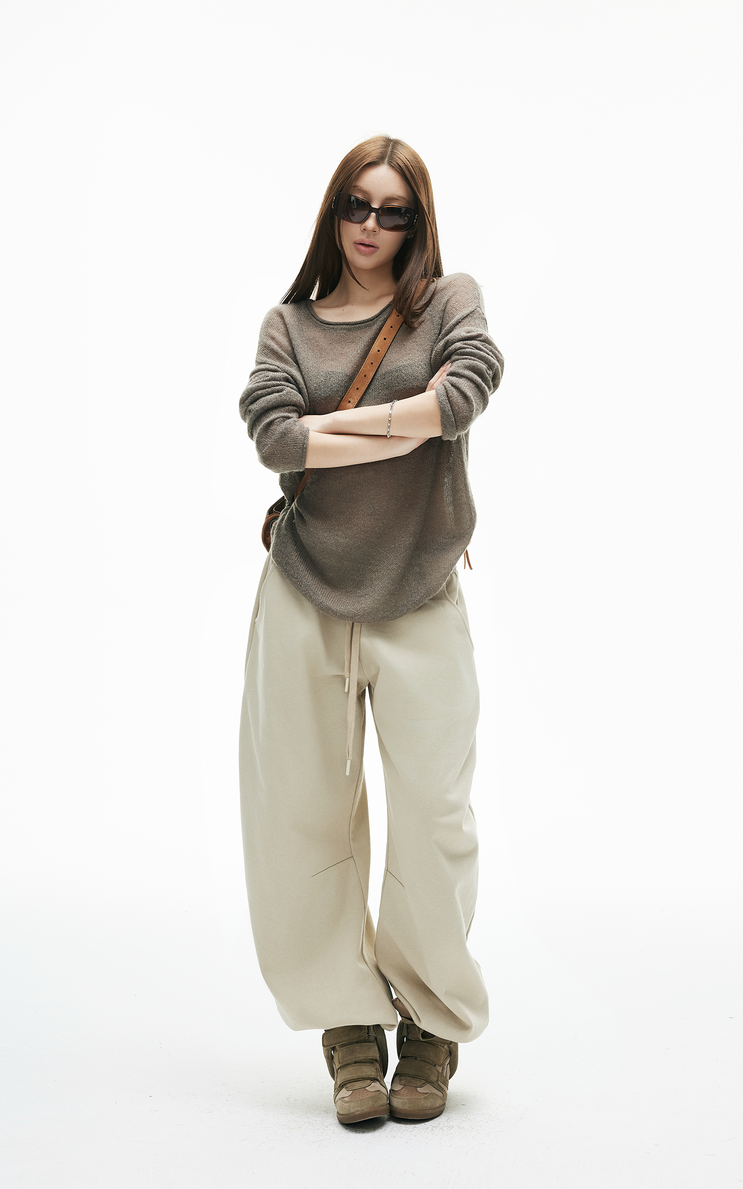 IAMXIAA Sheer Loose-Fit Knit Long Sleeve Top