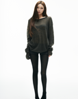 IAMXIAA Sheer Loose-Fit Knit Long Sleeve Top