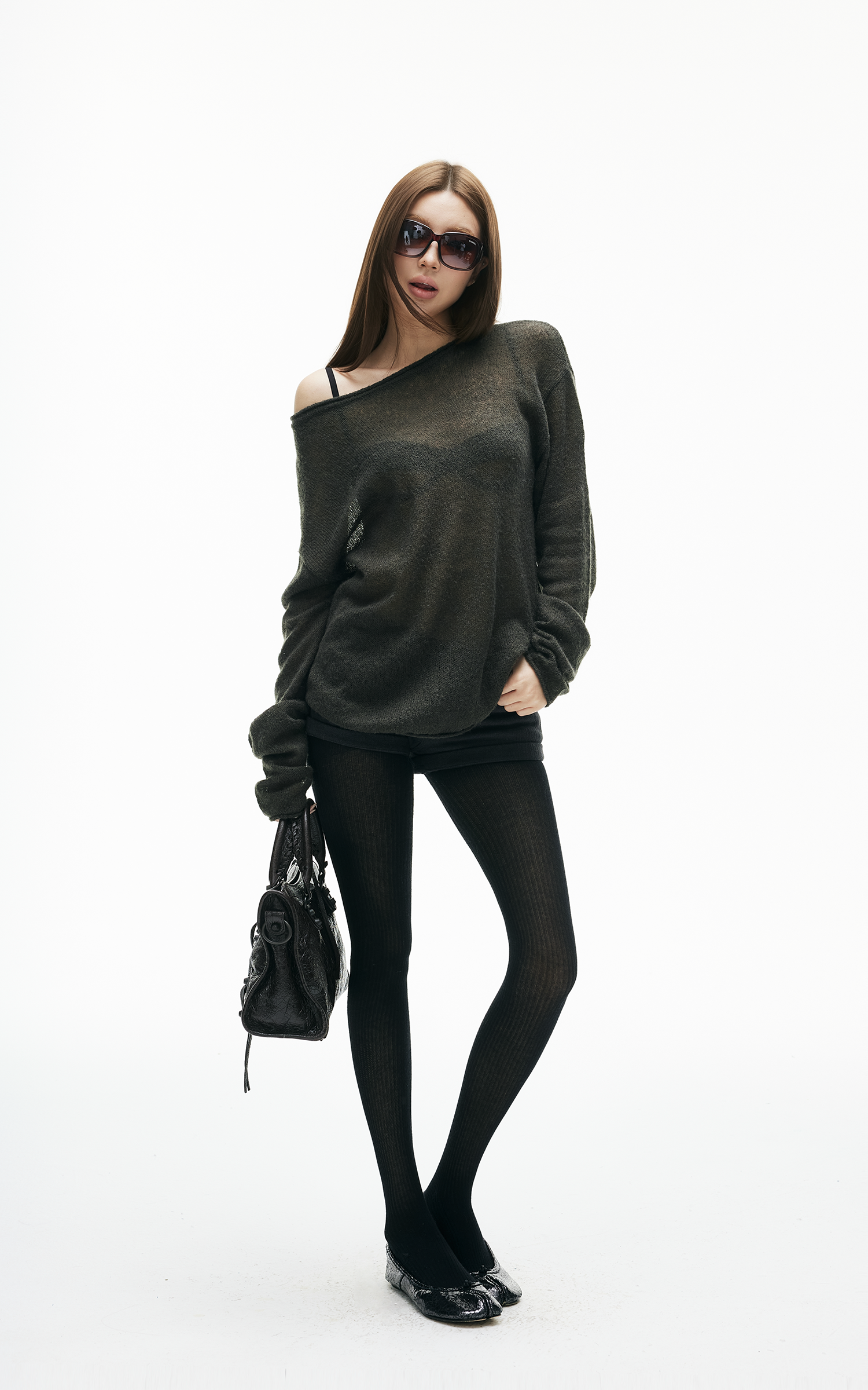 IAMXIAA Sheer Loose-Fit Knit Long Sleeve Top