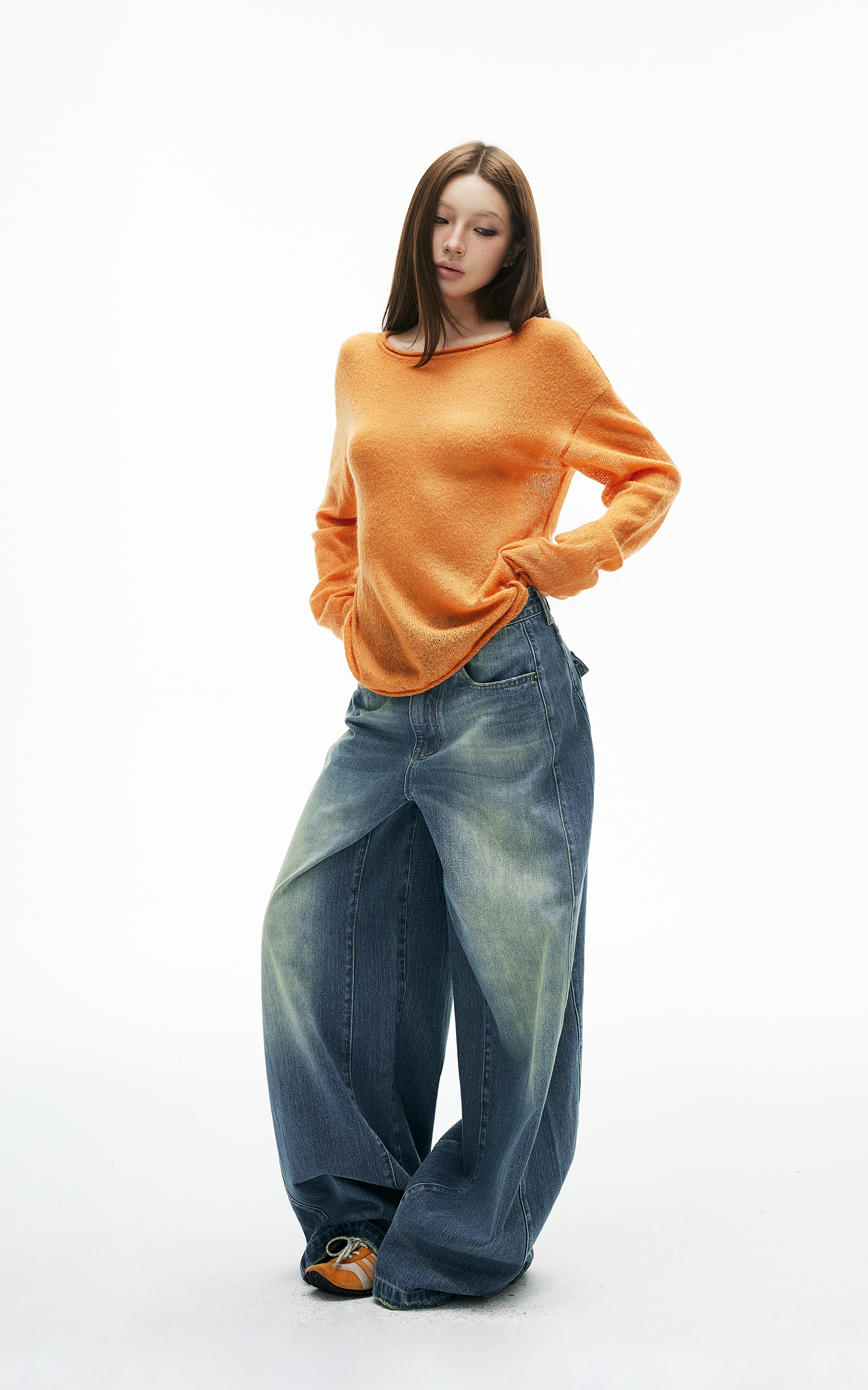 IAMXIAA Sheer Loose-Fit Knit Long Sleeve Top