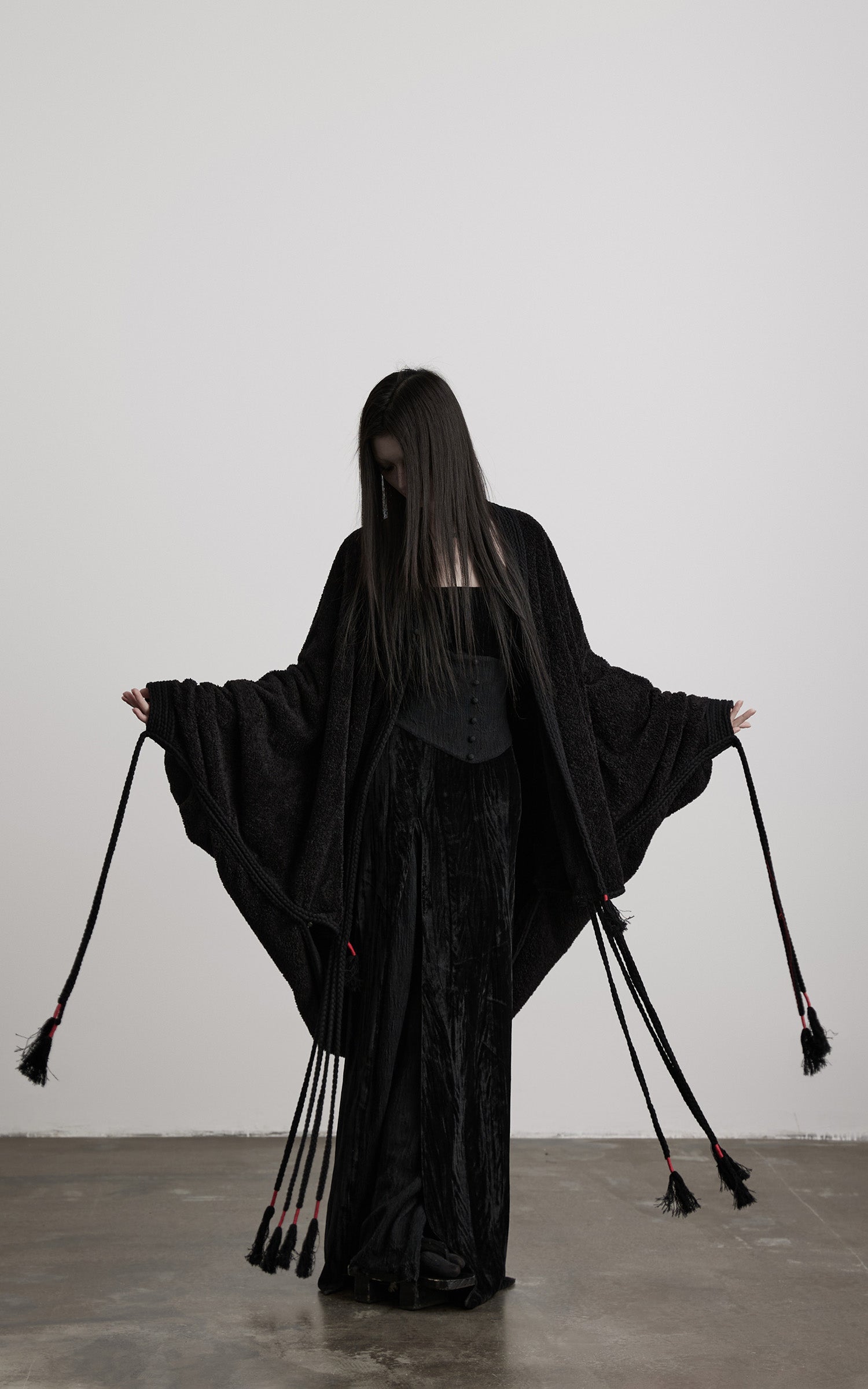 DOINDULGE Draped Tie-Detail Shawl Jacket