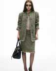 IAMXIAA Textured Tweed Jacket and Skirt Set