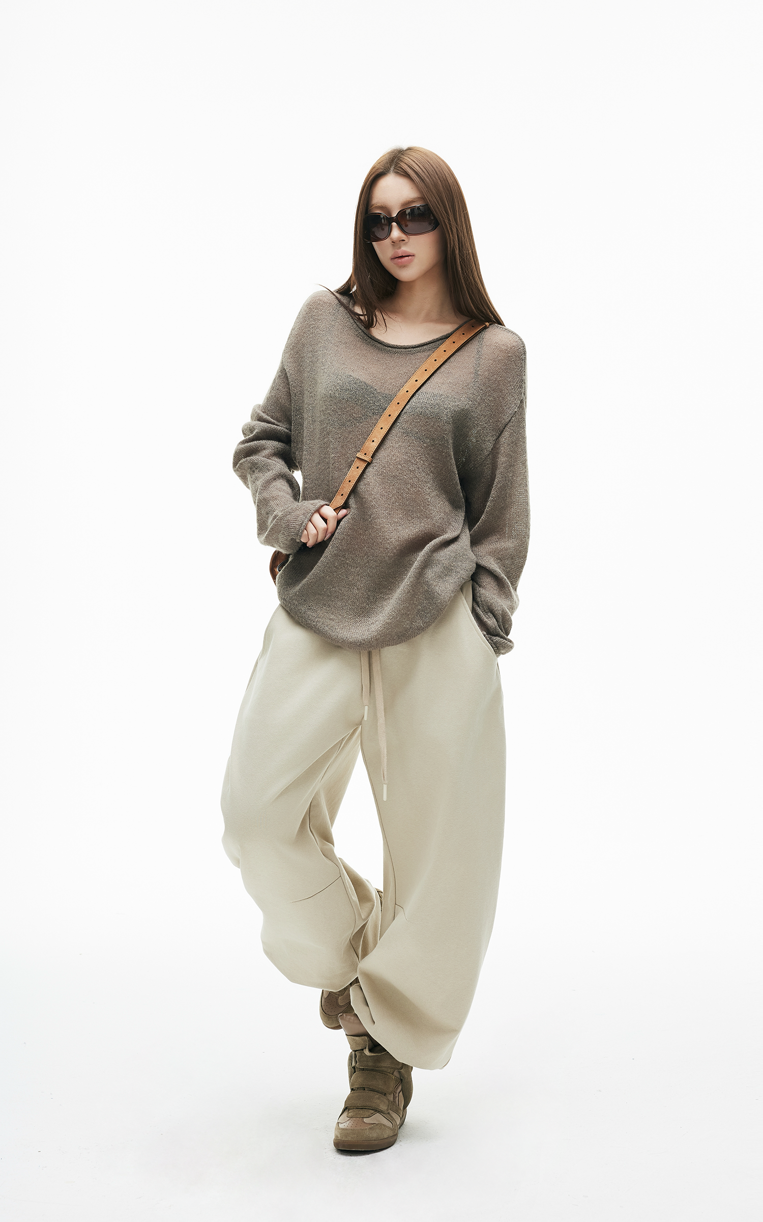 IAMXIAA Sheer Loose-Fit Knit Long Sleeve Top