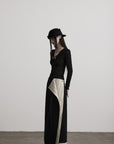 DOINDULGE Asymmetric Paneled Stripe Deconstructed Maxi Skirt