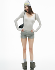 IAMXIAA Ribbed Knit Low-Rise Shorts