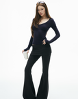 IAMXIAA Fitted Foldover Flared Pants
