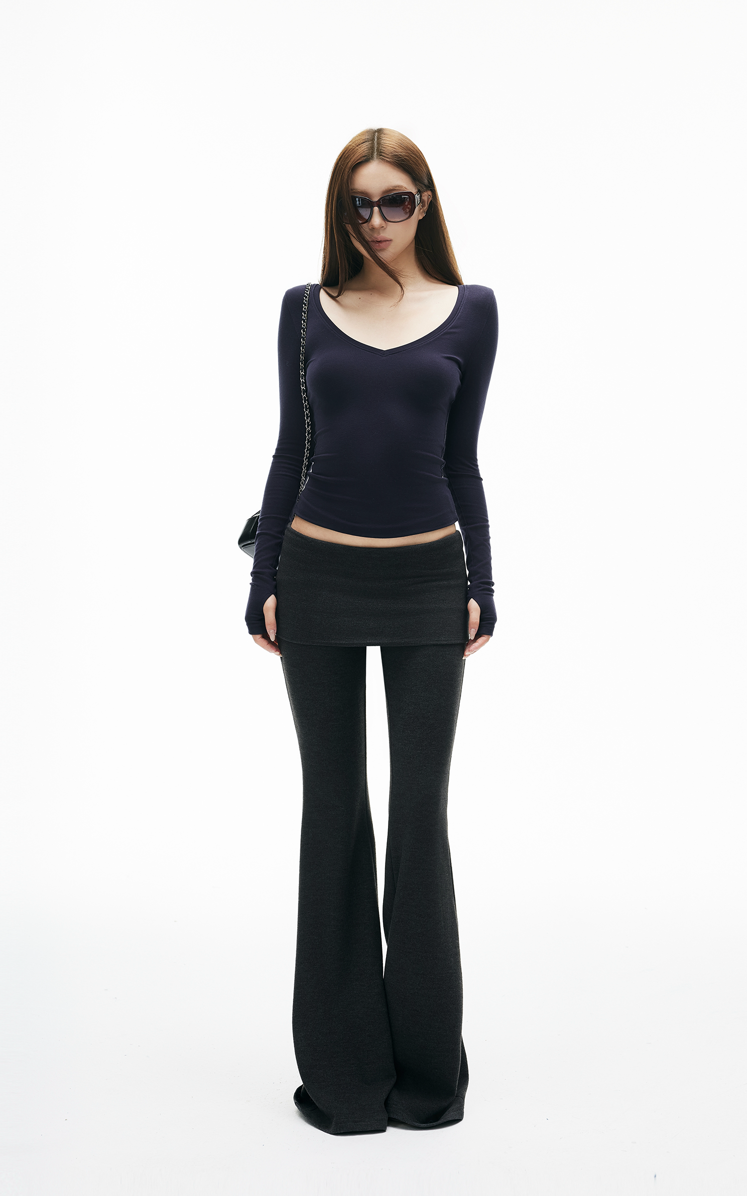 IAMXIAA Fitted Foldover Flared Pants