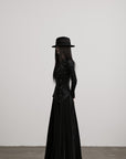 DOINDULGE Deconstructed High-Neck Pleated Dress