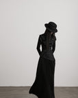 DOINDULGE Deconstructed High-Neck Pleated Dress