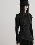 DOINDULGE Deconstructed High-Neck Pleated Dress