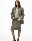IAMXIAA Textured Tweed Jacket and Skirt Set