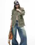IAMXIAA Textured Tweed Jacket and Skirt Set