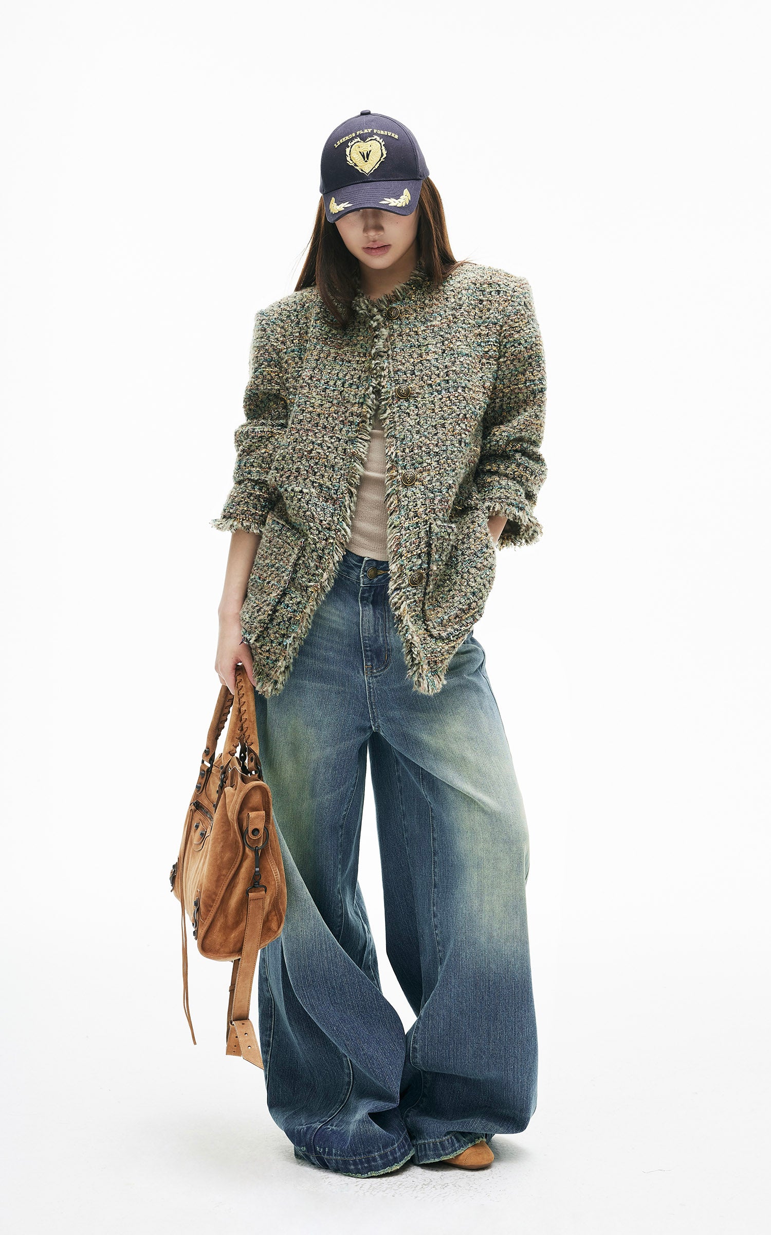 IAMXIAA Textured Tweed Jacket and Skirt Set