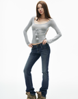 IAMXIAA Low-Rise Slim Flared Jeans