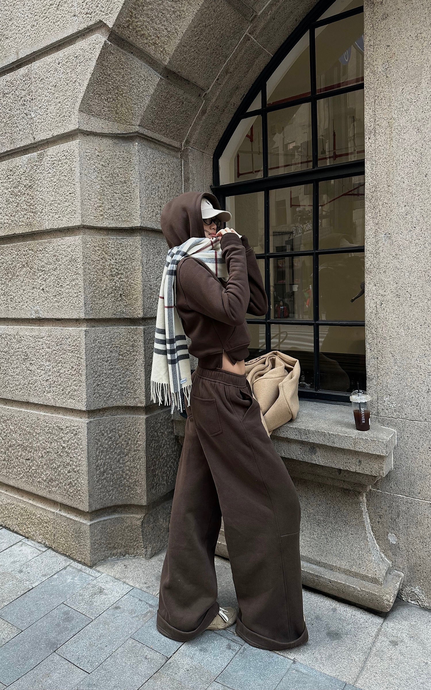 ROVENTE 크롭 후디 &amp; 와이드 팬츠 세트