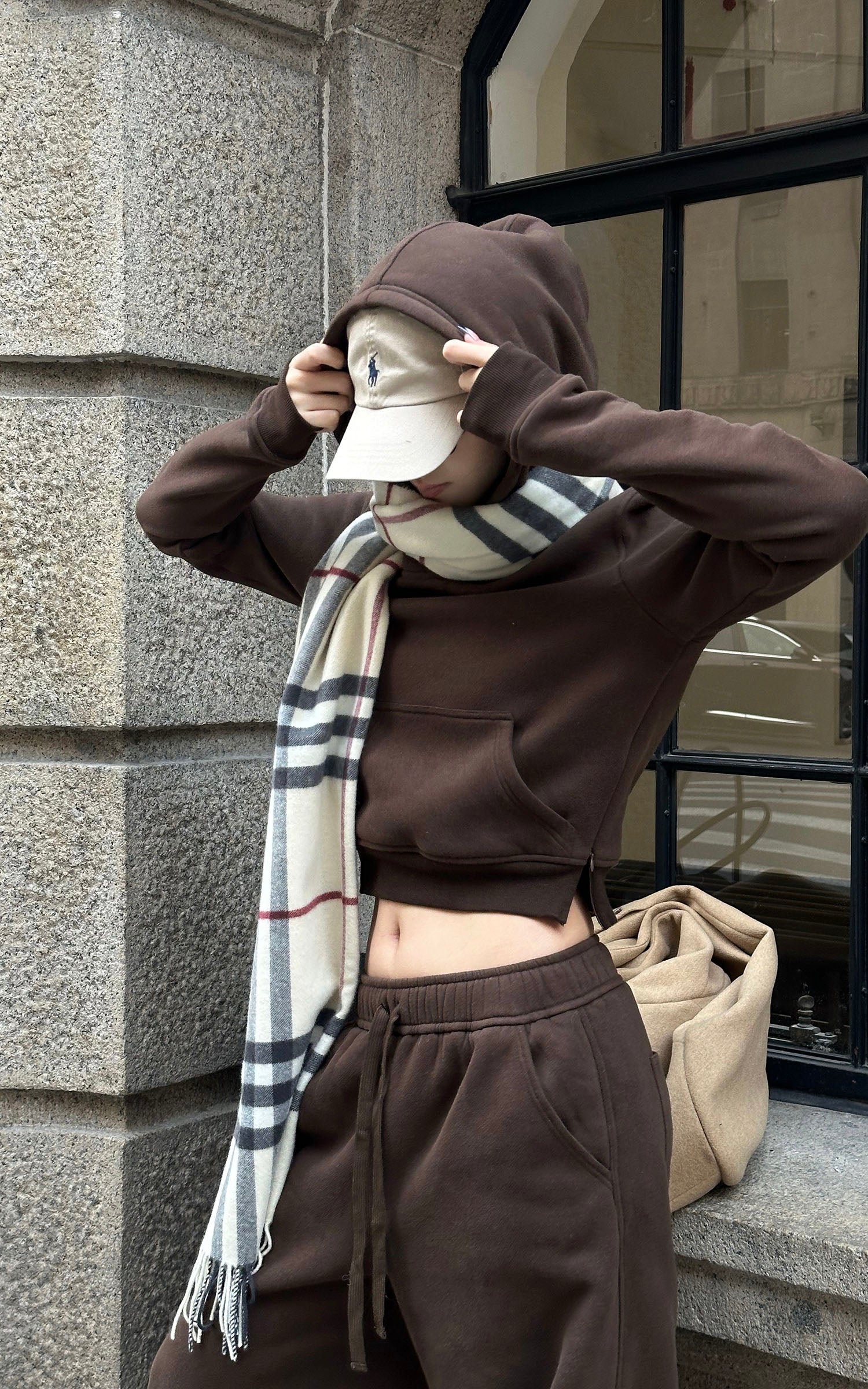 ROVENTE 크롭 후디 &amp; 와이드 팬츠 세트