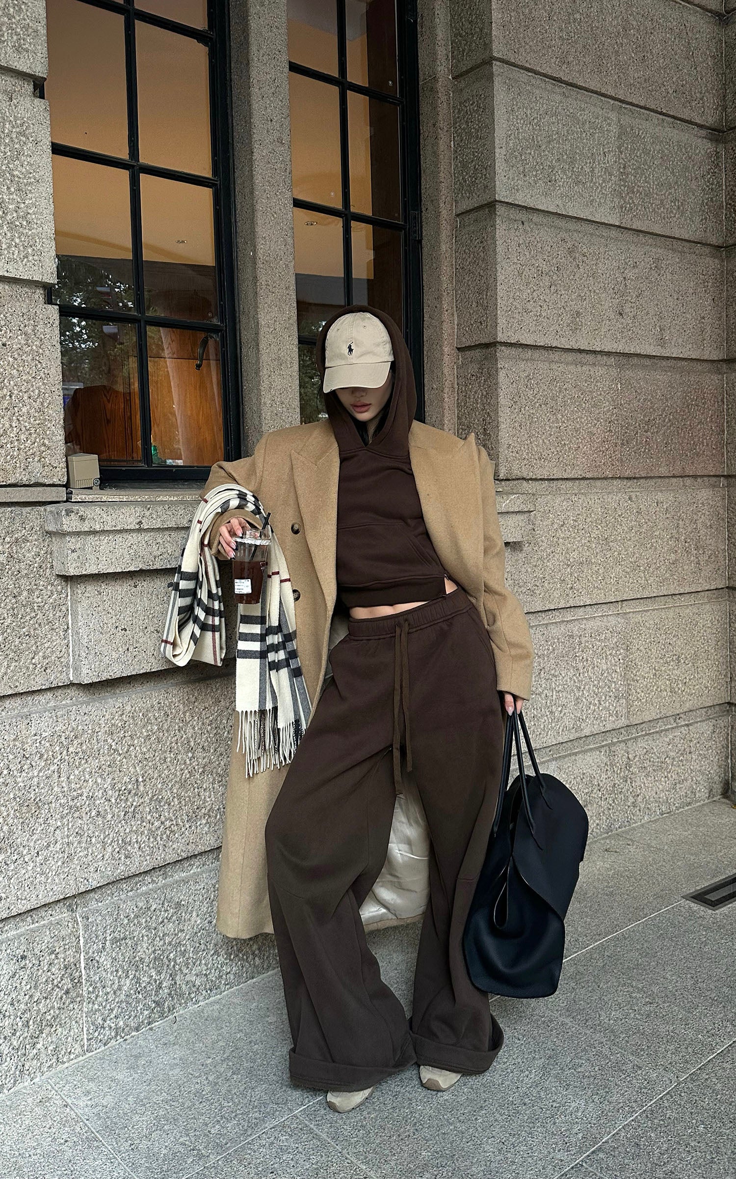 ROVENTE 크롭 후디 &amp; 와이드 팬츠 세트