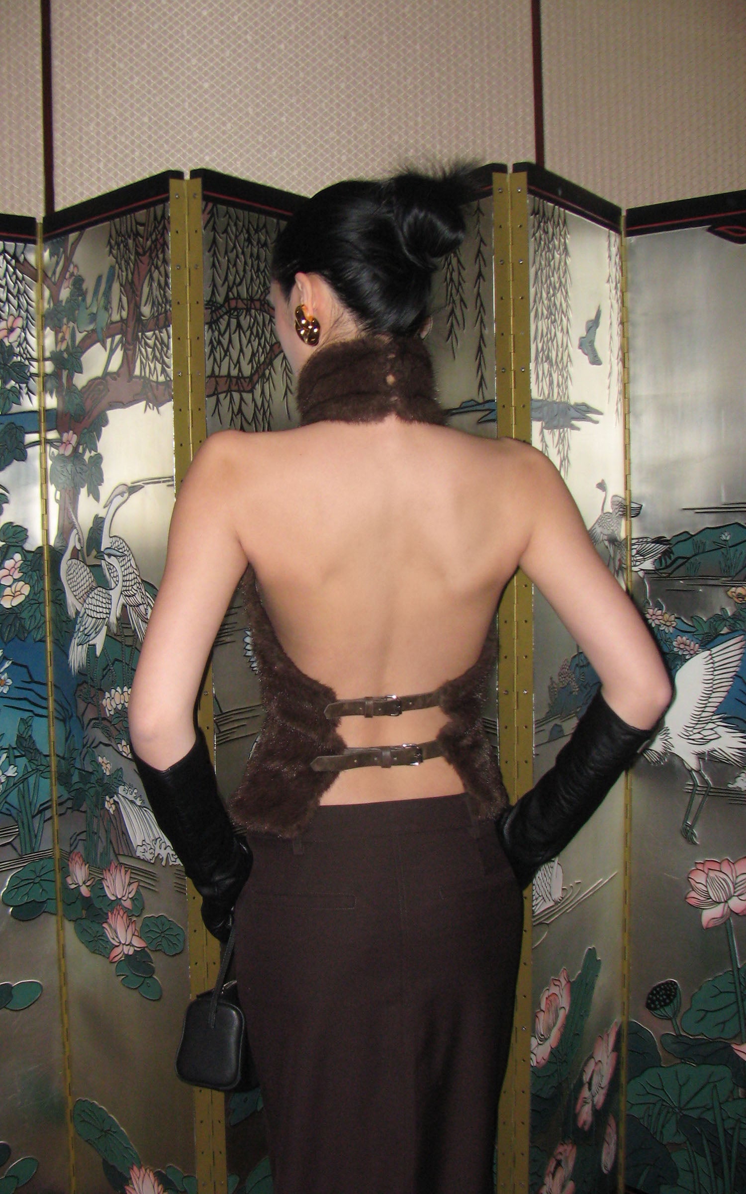 ROVENTE ハイネックオープンバックフェイクファー ベスト