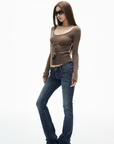 IAMXIAA Low-Rise Slim Flared Jeans
