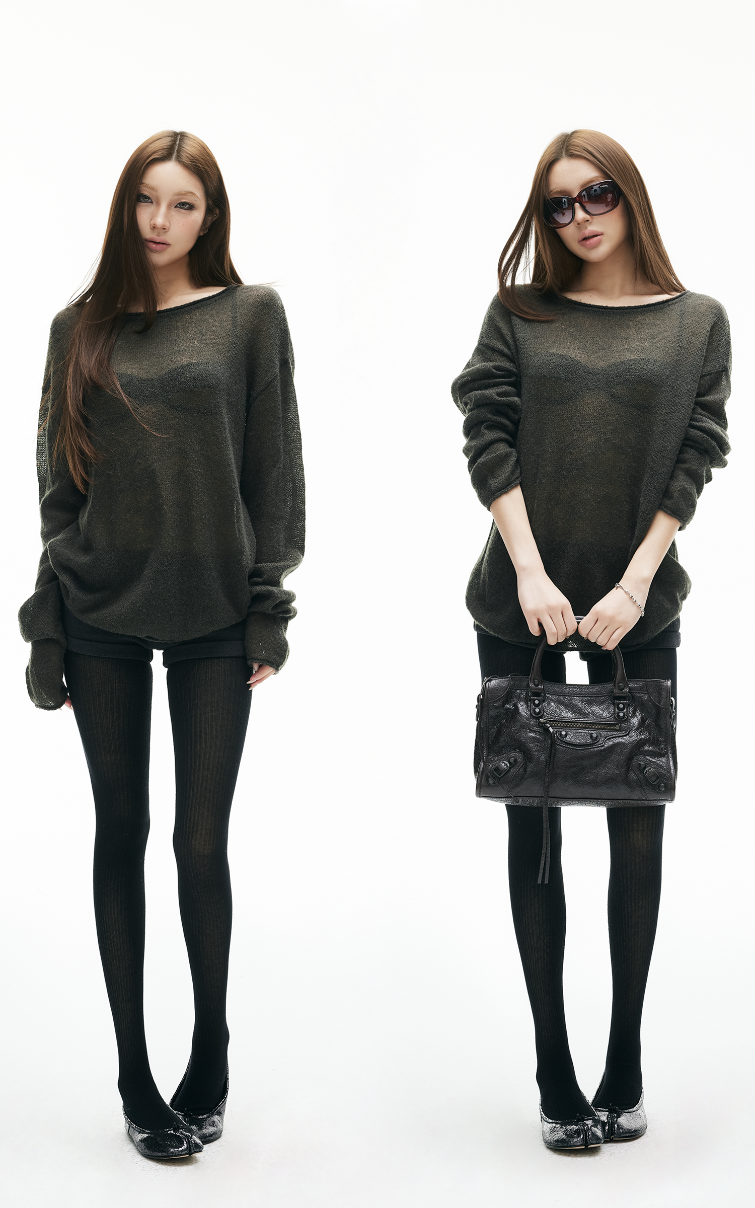 IAMXIAA Sheer Loose-Fit Knit Long Sleeve Top