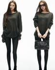 IAMXIAA Sheer Loose-Fit Knit Long Sleeve Top