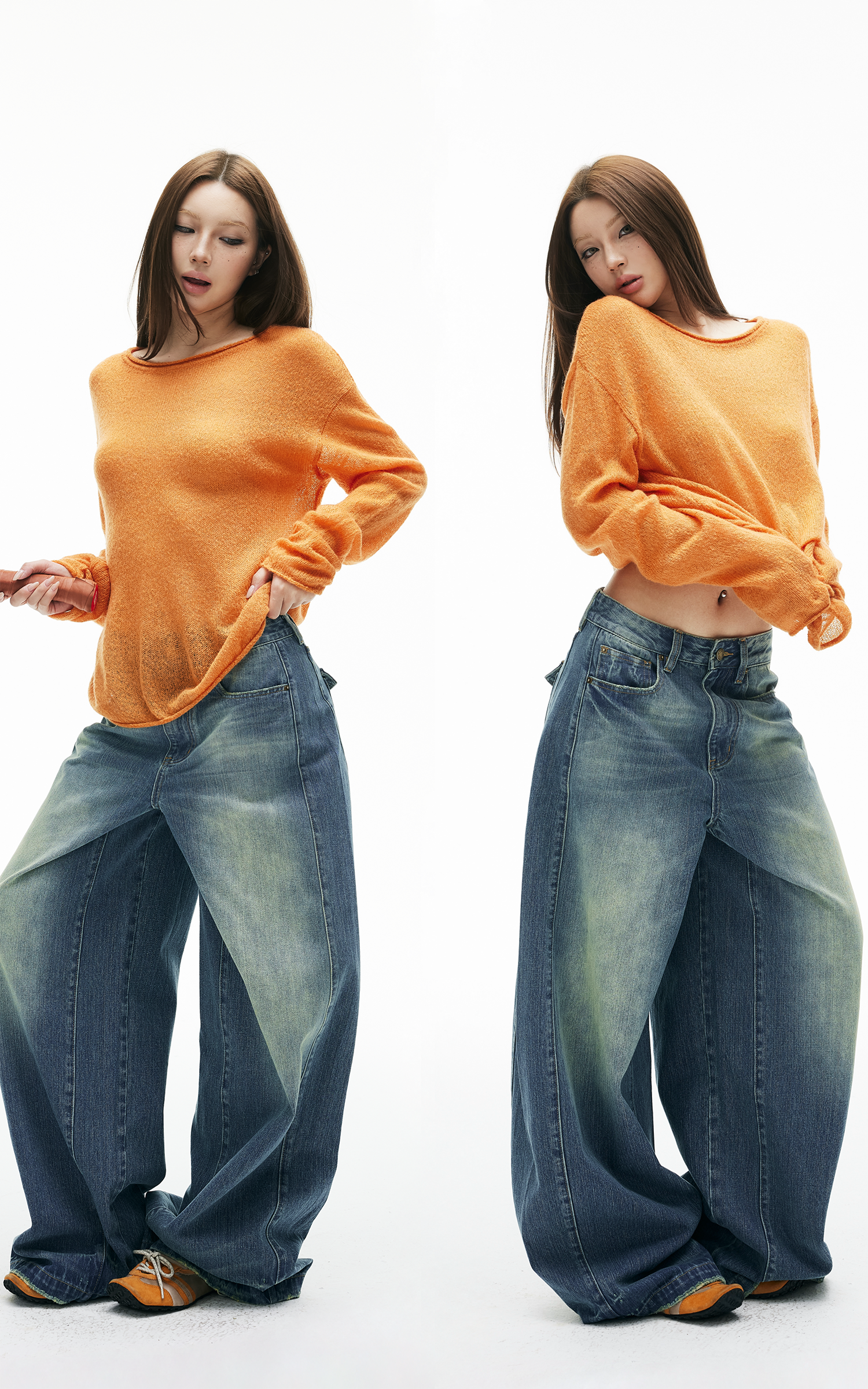 IAMXIAA Sheer Loose-Fit Knit Long Sleeve Top