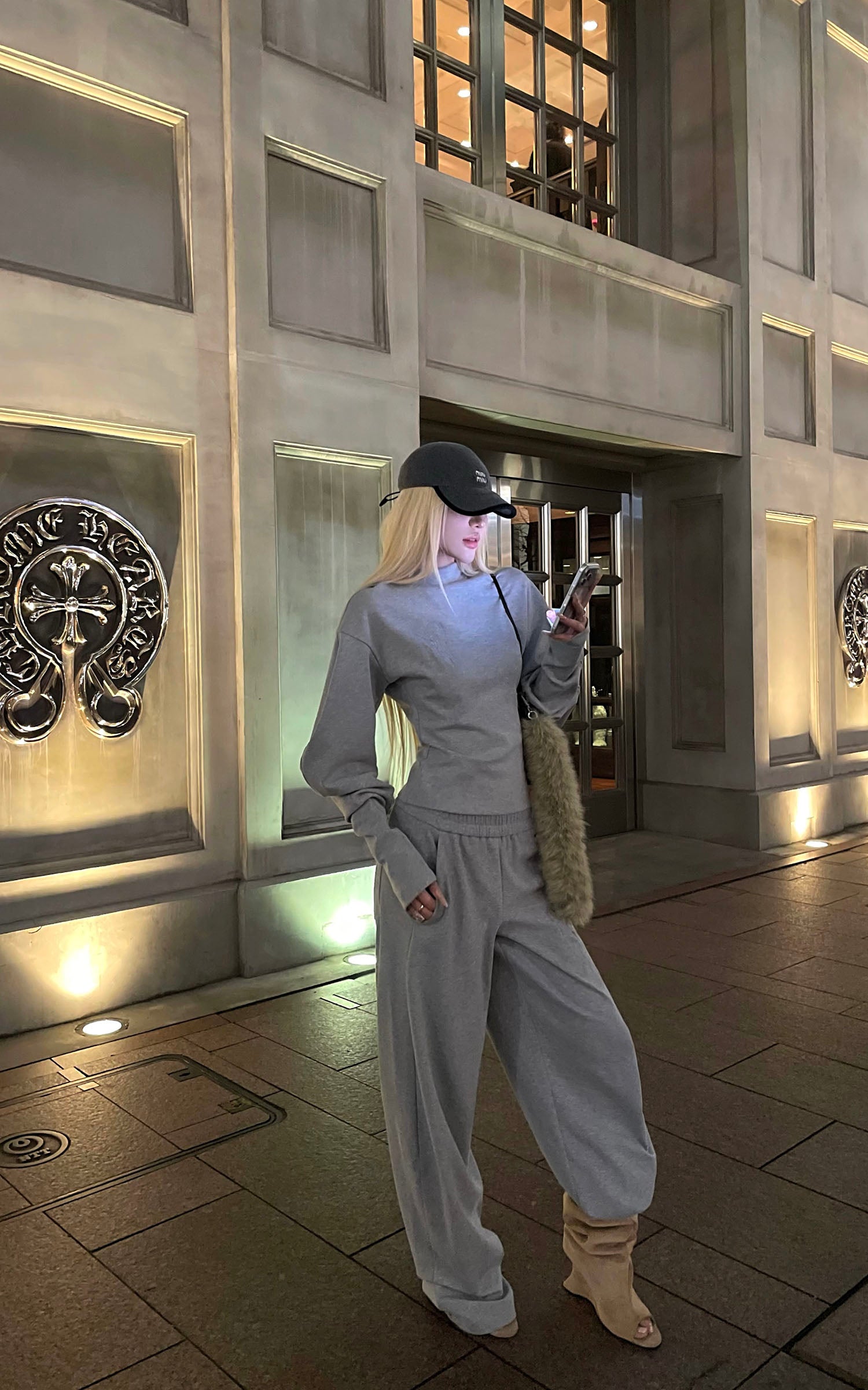 Rase le sol カーブシームスウェットシャツとワイドレッグラウンジパンツセット