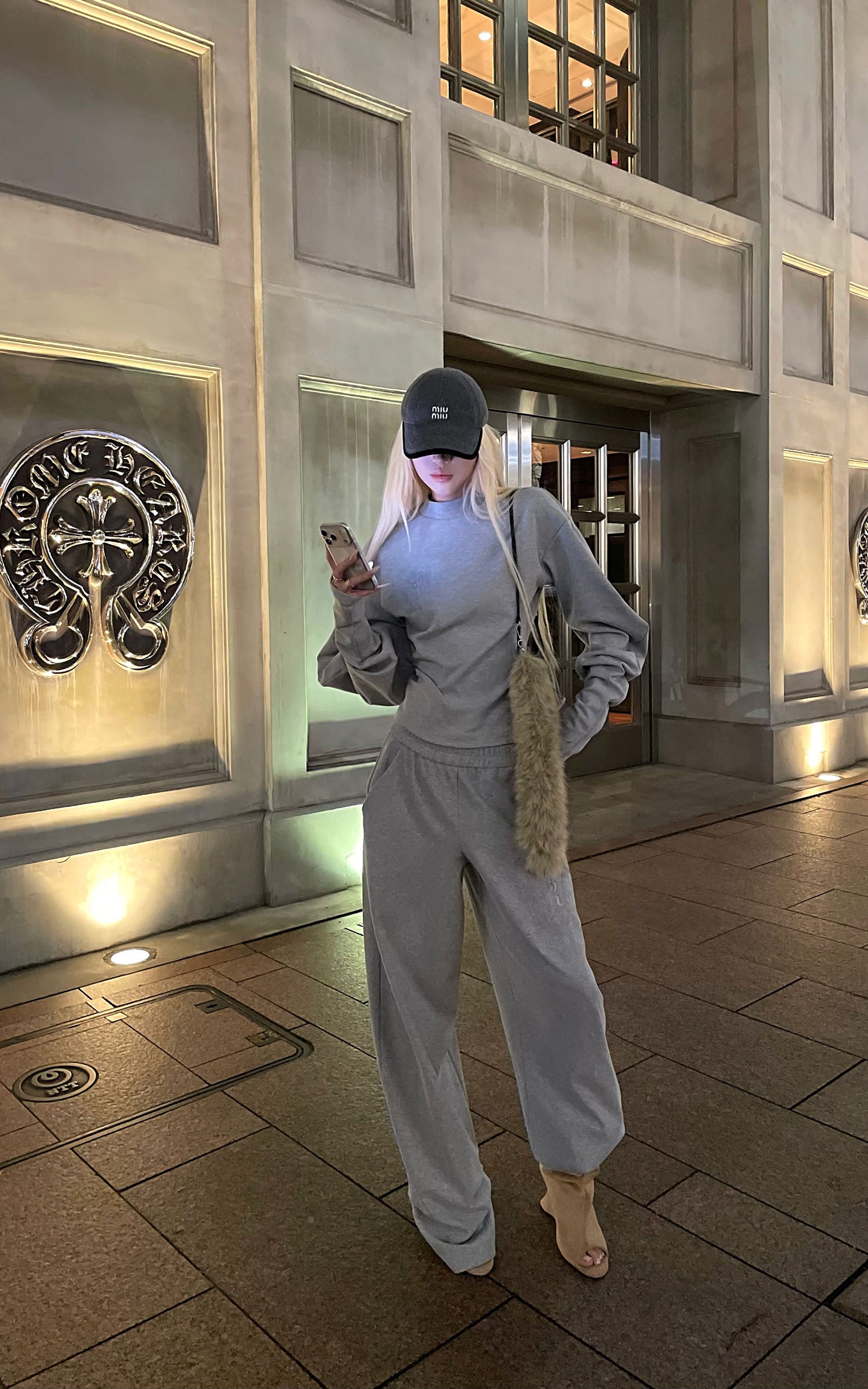 Rase le sol カーブシームスウェットシャツとワイドレッグラウンジパンツセット