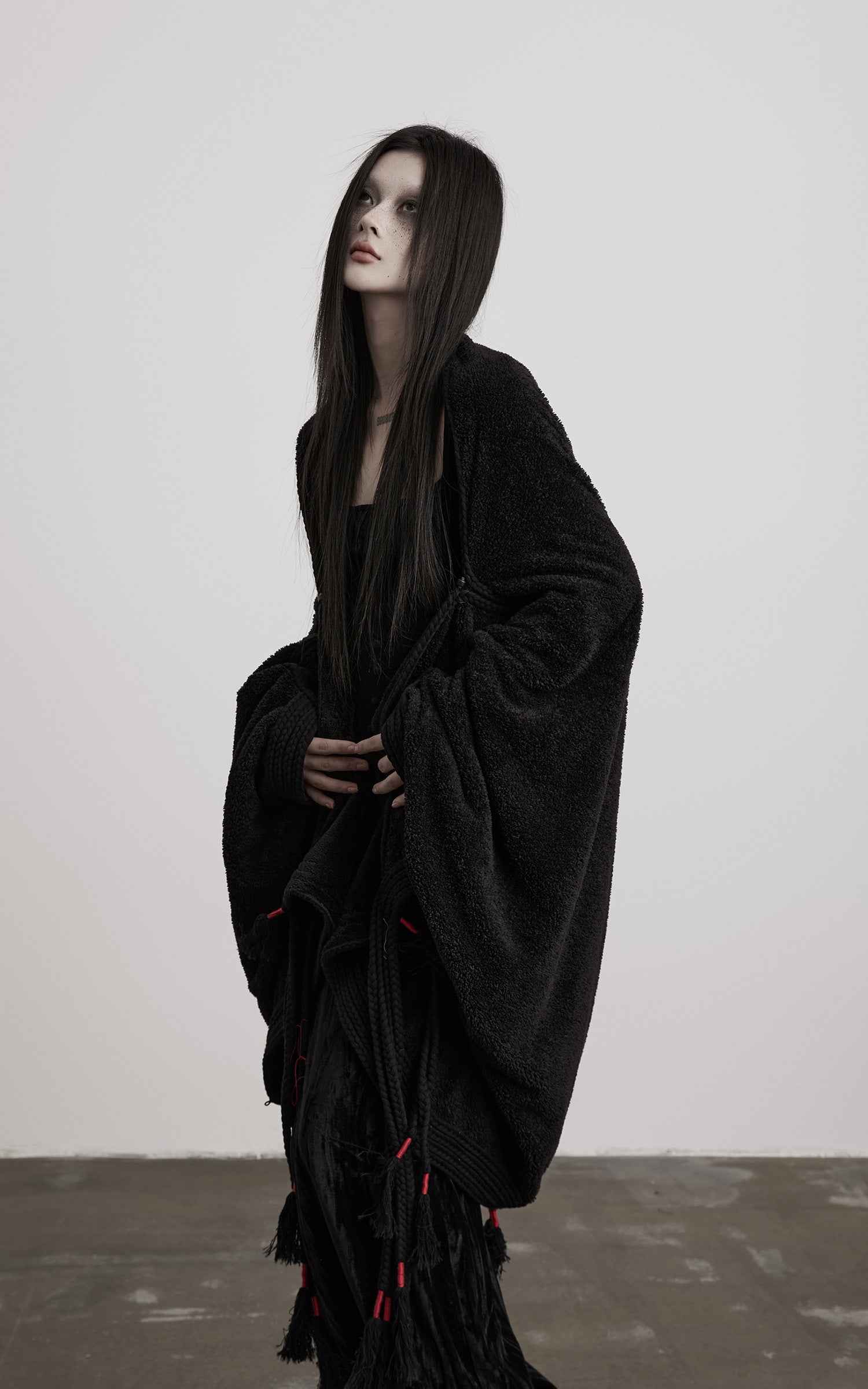 DOINDULGE Draped Tie-Detail Shawl Jacket