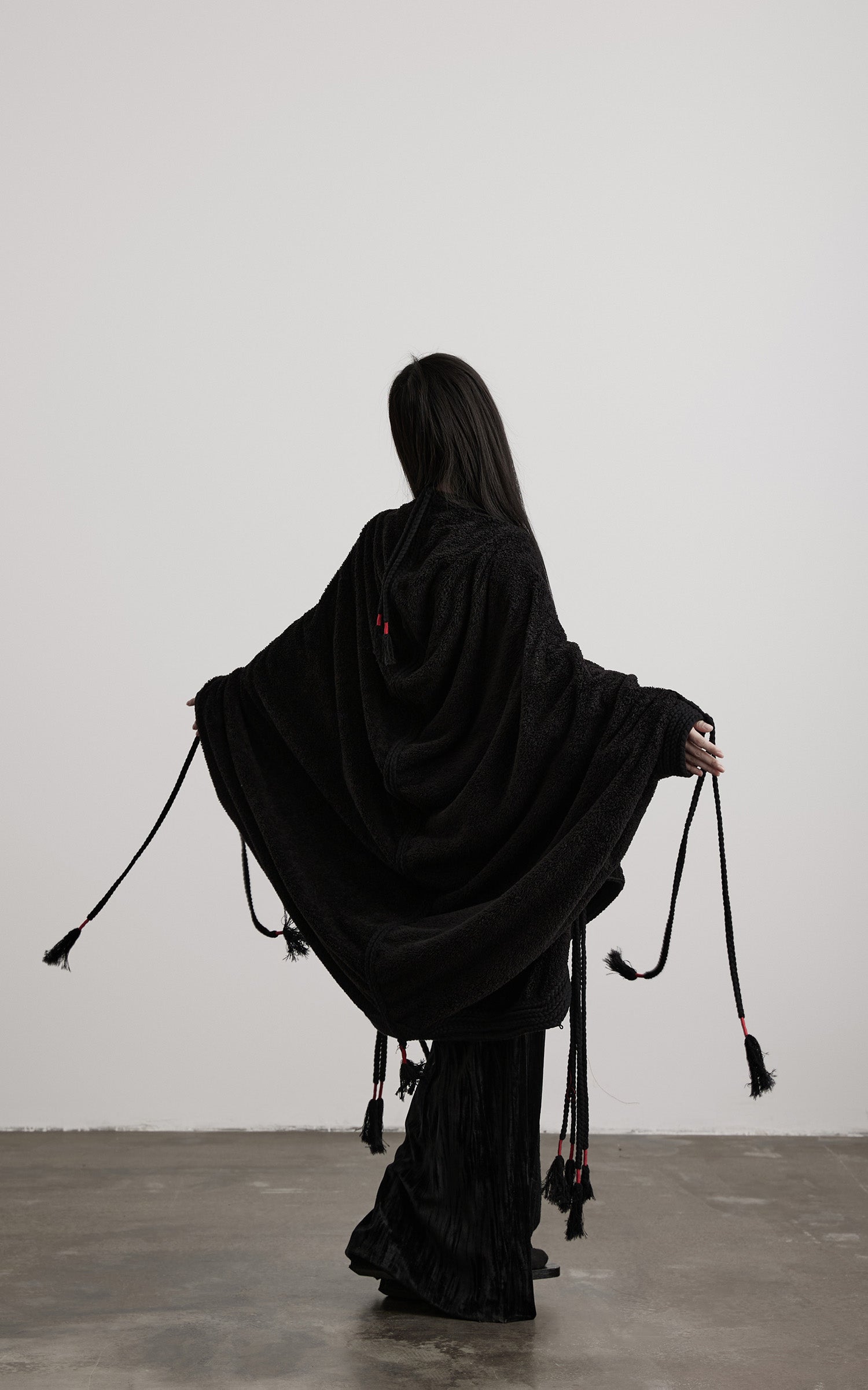 DOINDULGE Draped Tie-Detail Shawl Jacket
