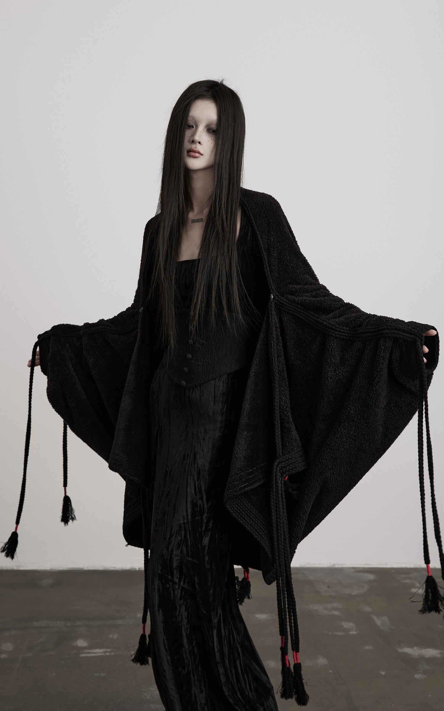 DOINDULGE Draped Tie-Detail Shawl Jacket