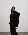 DOINDULGE Draped Tie-Detail Shawl Jacket