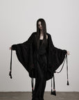 DOINDULGE Draped Tie-Detail Shawl Jacket