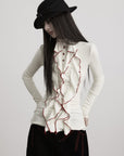 DOINDULGE Asymmetric Ruffled High-Neck Fitted Shirt